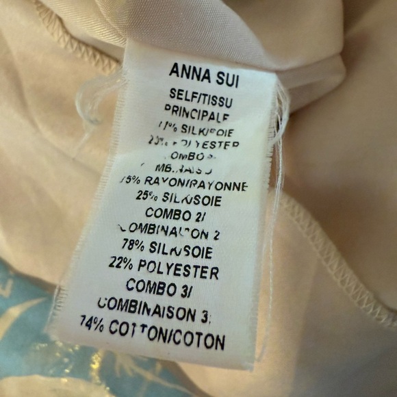 Anna Sui Silk Blend Boho Patchwork Slip Dress Size 2 – Floral Lace Trim Midi - Picture 6 of 12